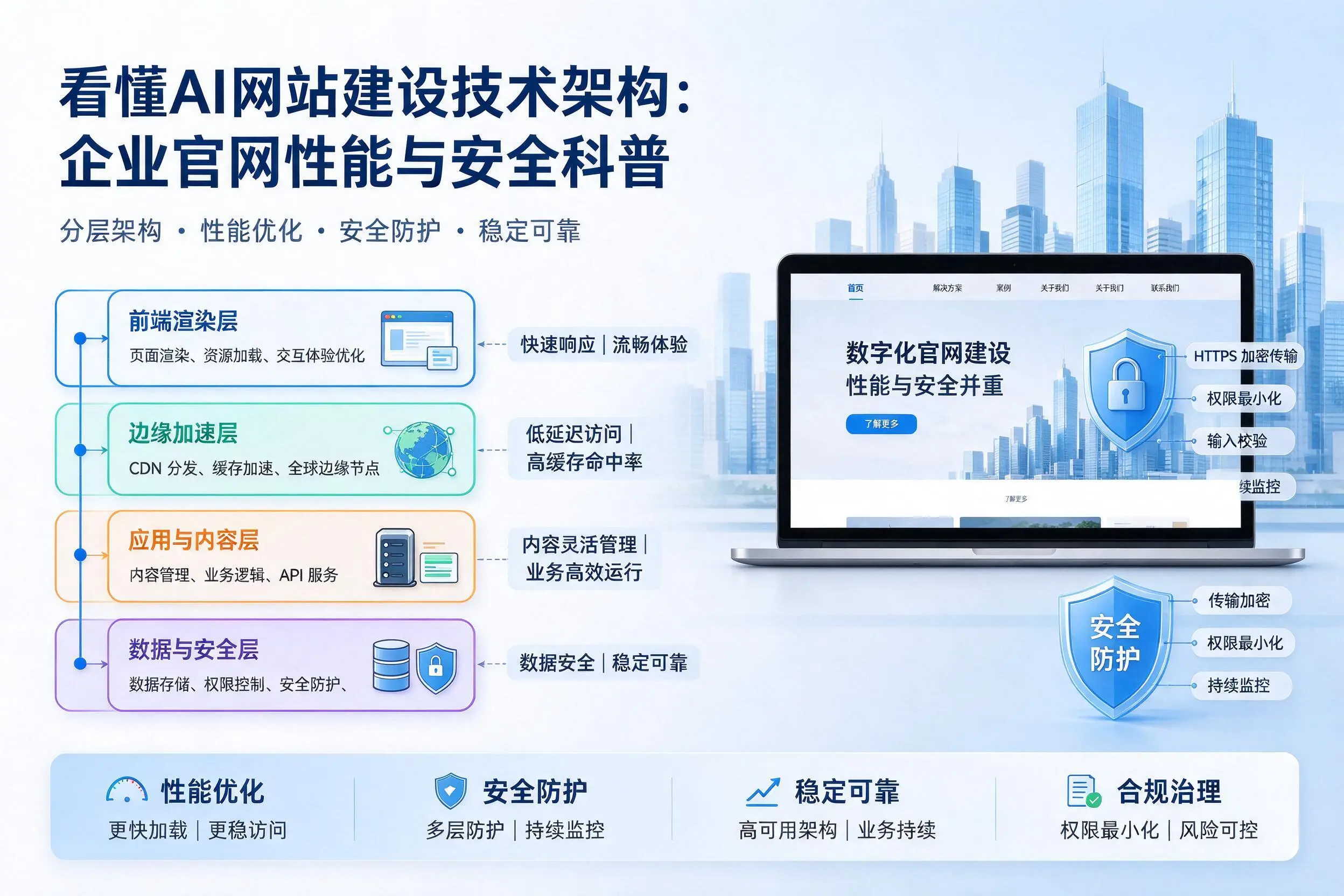 看懂AI网站建设技术架构:西双版纳企业官网性能与安全科普
