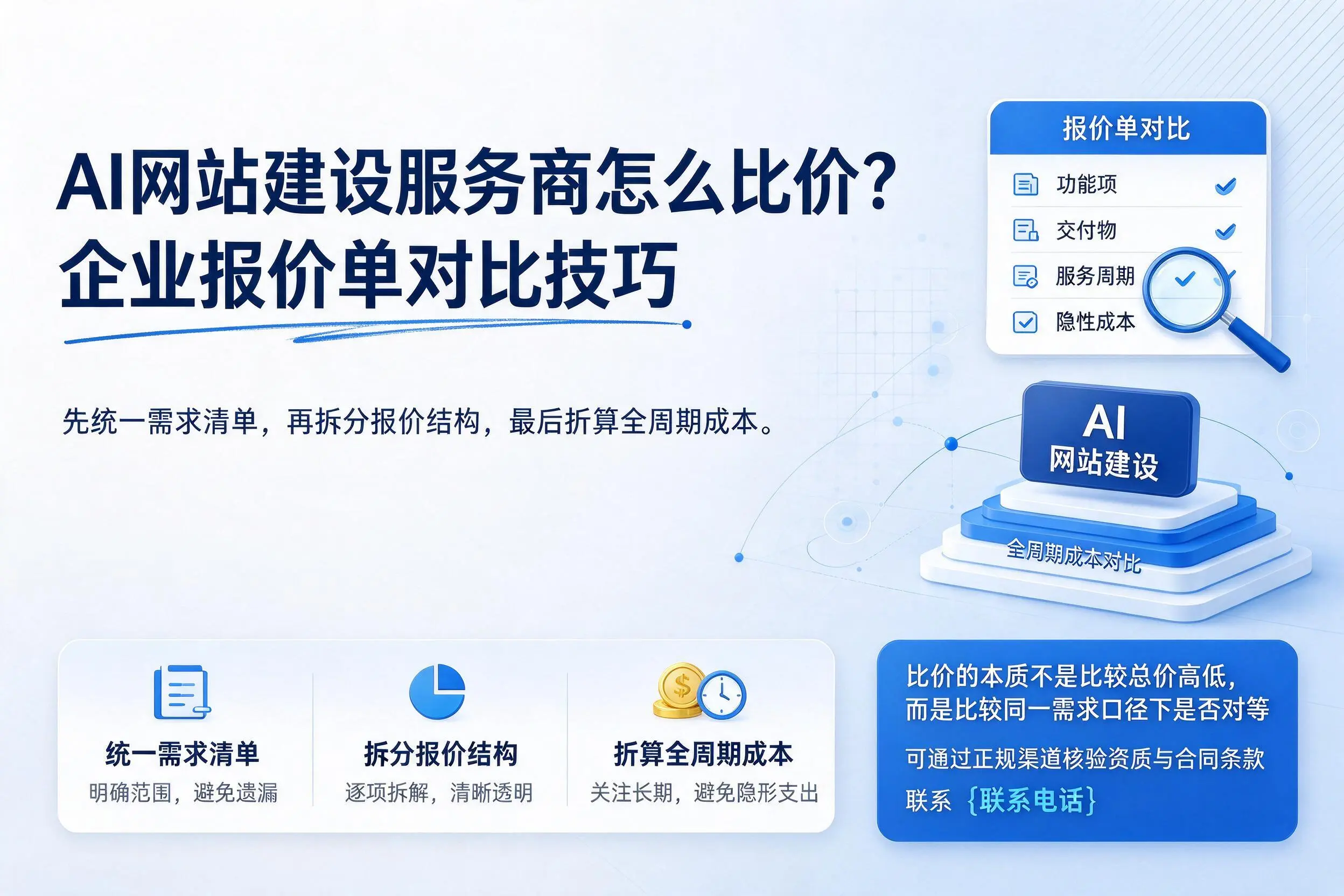 AI网站建设服务商怎么比价?西双版纳企业报价单对比技巧