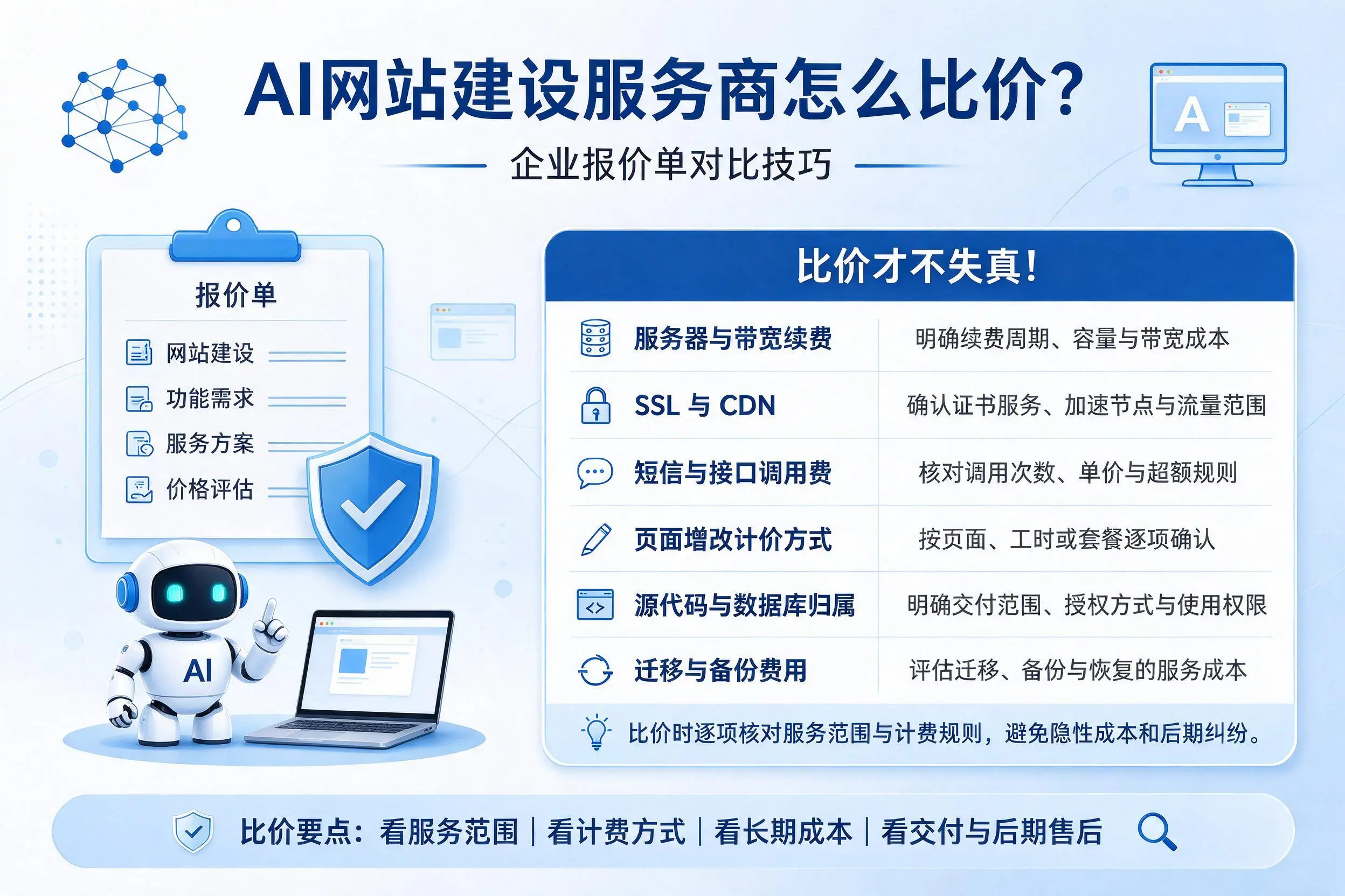 AI网站建设服务商怎么比价?西双版纳企业报价单对比技巧
