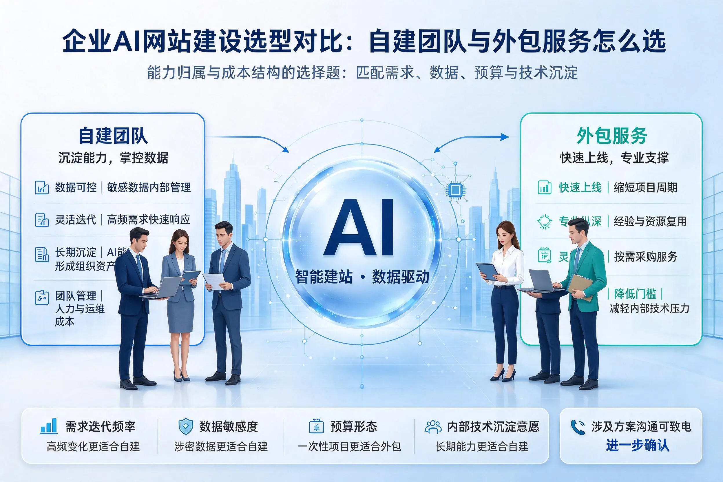 西双版纳企业AI网站建设选型对比：自建团队与外包服务怎么选