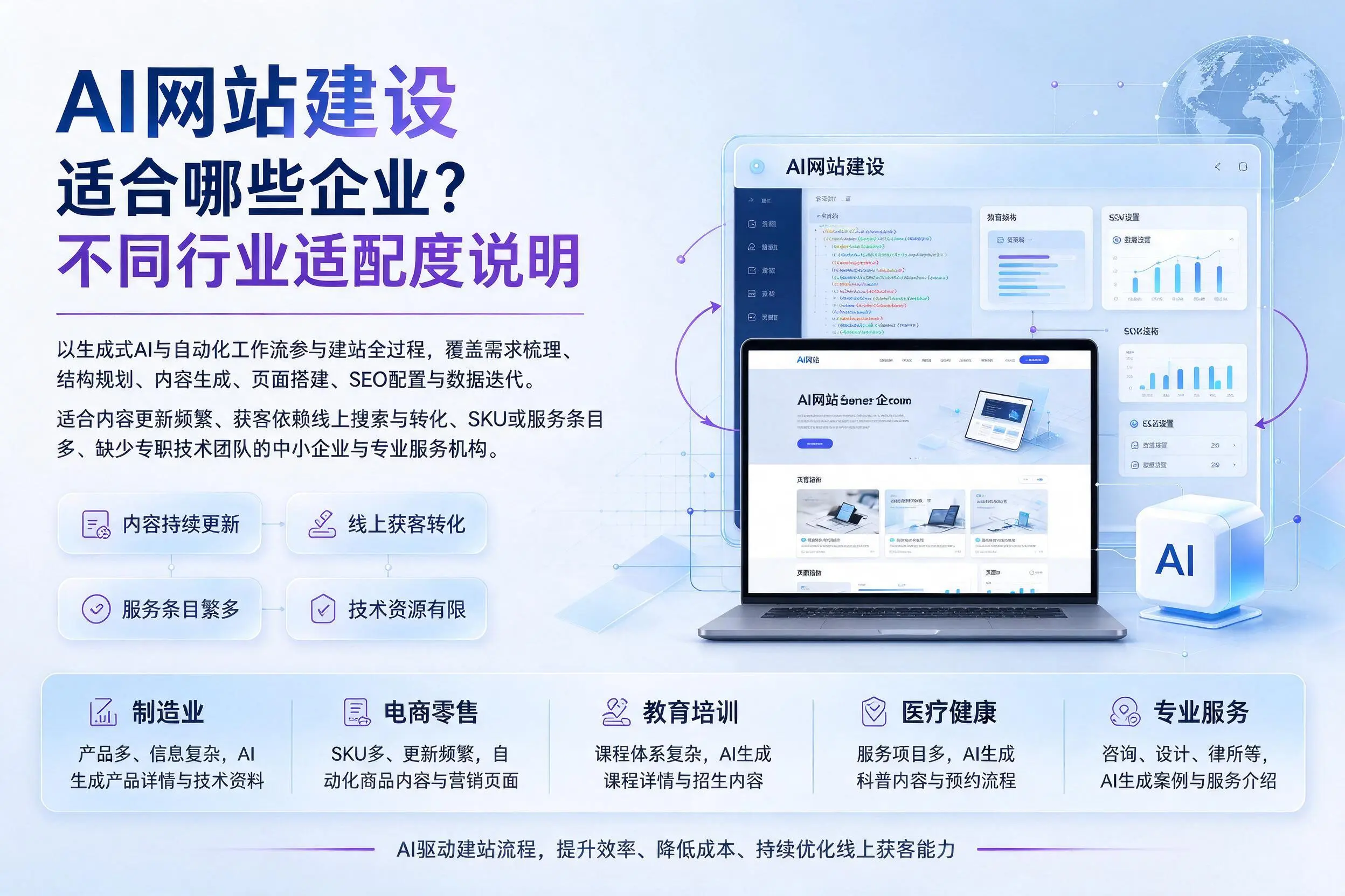 AI网站建设适合哪些企业?西双版纳不同行业适配度说明